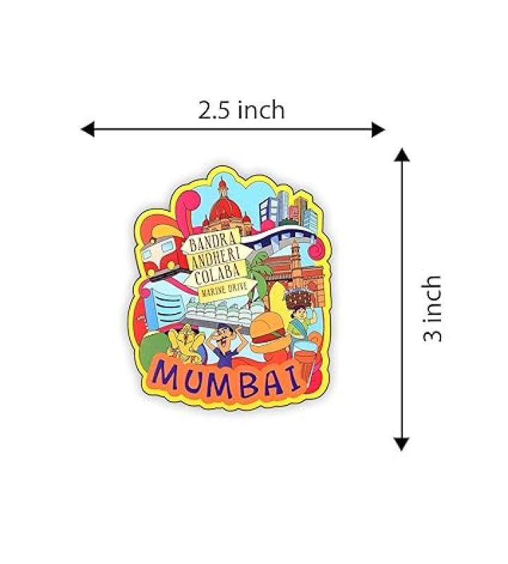 Indian State Theme Wooden Fridge Magnet  Magnet for Home Office Kitchen Refrigerator Door Stylish Decor Souvenir Gift  Indoor Decorative Gift Item (Mumbai Fridge Magnet)